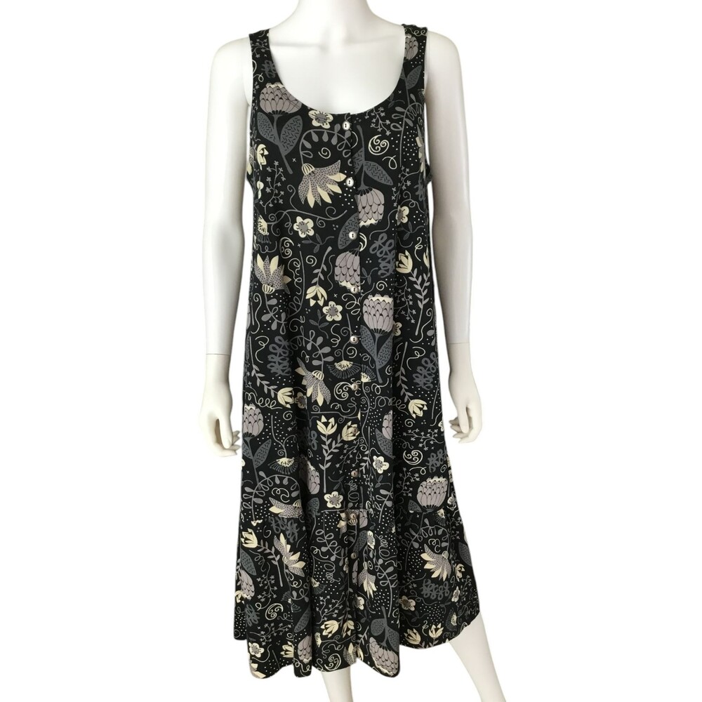 Gudrun Sjoden Shirt Dress sz M Floral Paisley Organic Pockets BOHO Lagenlook NEW - Picture 3 of 14
